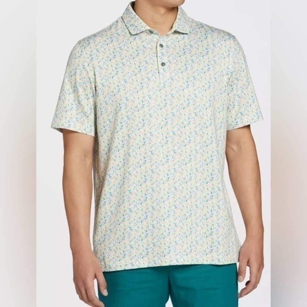 Walter Hagen Men's Clubhouse Fresco Ditsy Print Short Sleeve Golf Polo